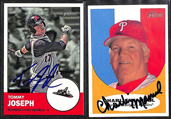 Lot Of 25 Phillies Signed Cards w. Tommy Joseph & Charlie Manuel