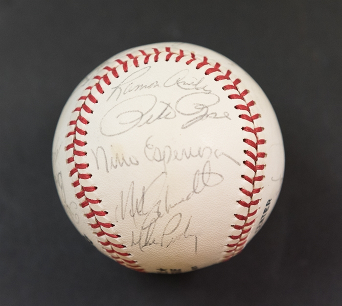 1980s Phillies Team Signed Baseball w. Schmidt/Rose/Espinosa