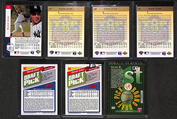 Lot Of 7 Derek Jeter Rookie Cards w/ 1993 Upper Deck SP