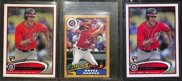 Lot Of 15 Mike Trout & Bryce Harper Rookie & Insert Cards