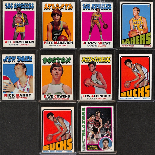 Lot of 200 Basketball 1970's Cards w. Chamberlain & Maravich