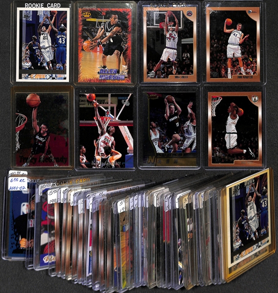 Lot of 250 Basketball Rookie Cards 1993-2003 w. Iverson & Duncan