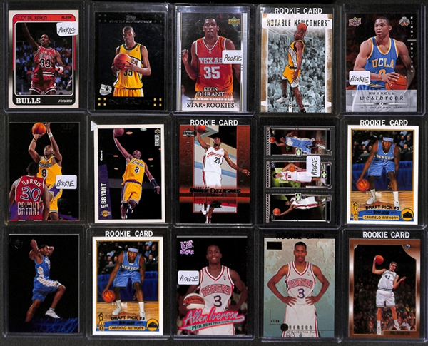 Lot of 250+ Basketball Rookie Cards w. Pippen & Bryant