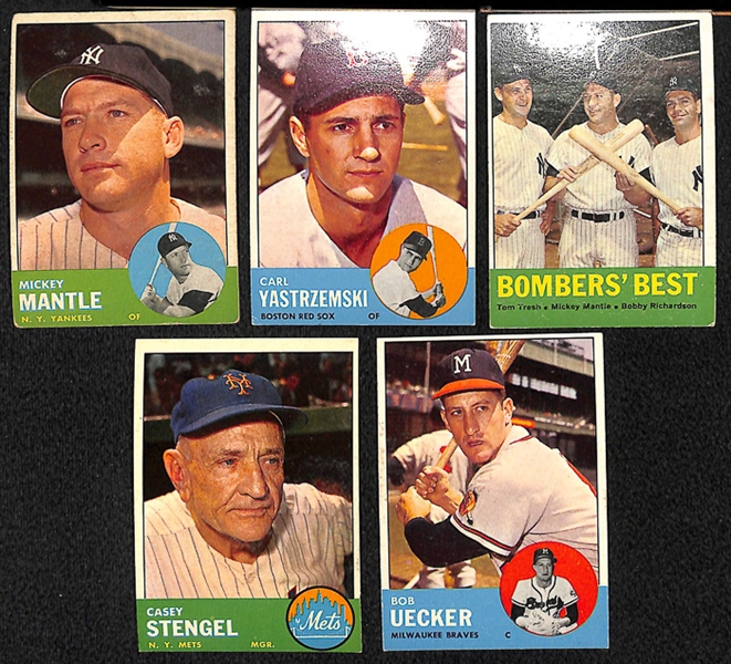 Lot of 450 - 1963 Topps Baseball Cards w. Mickey Mantle