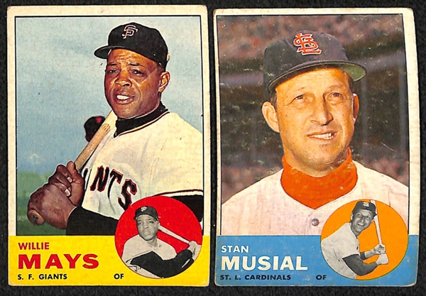 Lot of 400 - 1963 Topps Baseball Cards w. Willie Mays & Hank Aaron