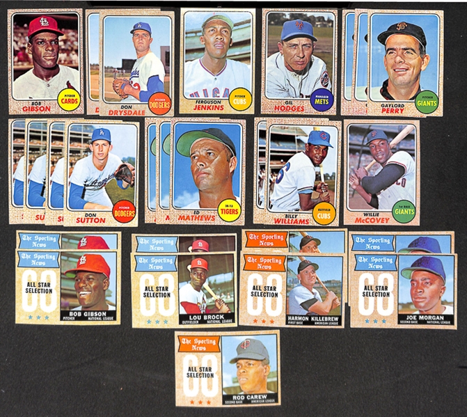 Lot of 750+ 1968 Topps Baseball Cards w. Bob Gibson