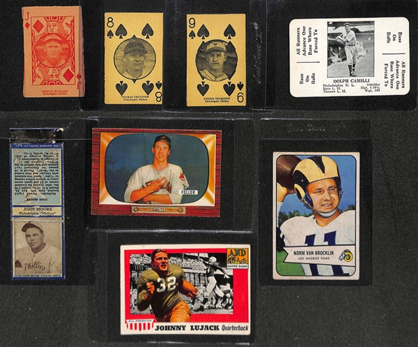 Lot of 24 Assorted Sports Cards (Baseball & Football) from 1930s to 1955 w. Bob Feller (1955 Bowman)