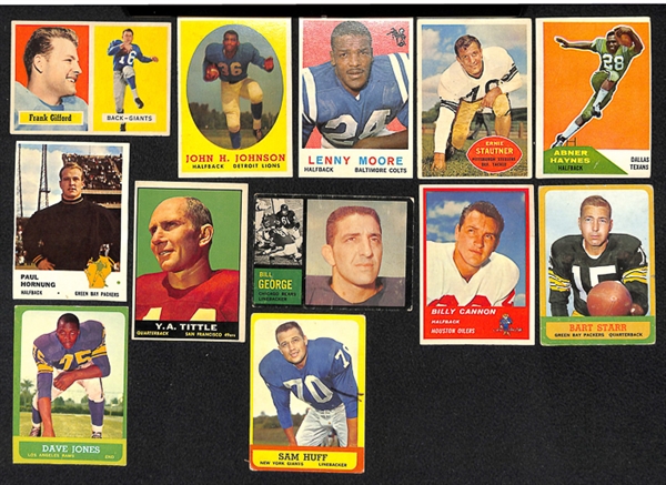 Lot of 150 1957-1963 Football Cards w. Frank Gifford