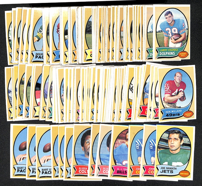 Lot of 150 1970 Topps Football Cards w. Joe Namath