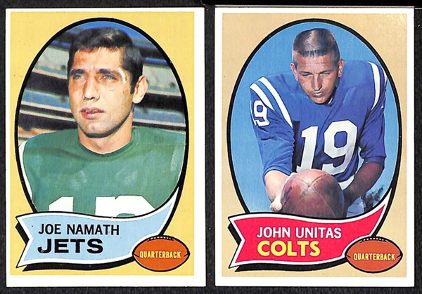 Lot of 150 1970 Topps Football Cards w. Joe Namath