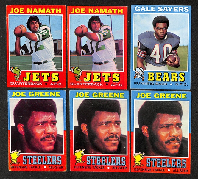 Lot of 300+ Assorted 1971 Topps Football Cards w. Joe Namath