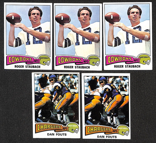Lot of Approx. 800 Assorted 1975 Topps Football Cards w. Dan Fouts RC