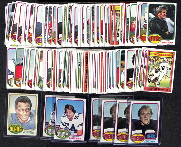 Lot of Approx. 100 1976 Topps Football Cards w. Walter Payton RC