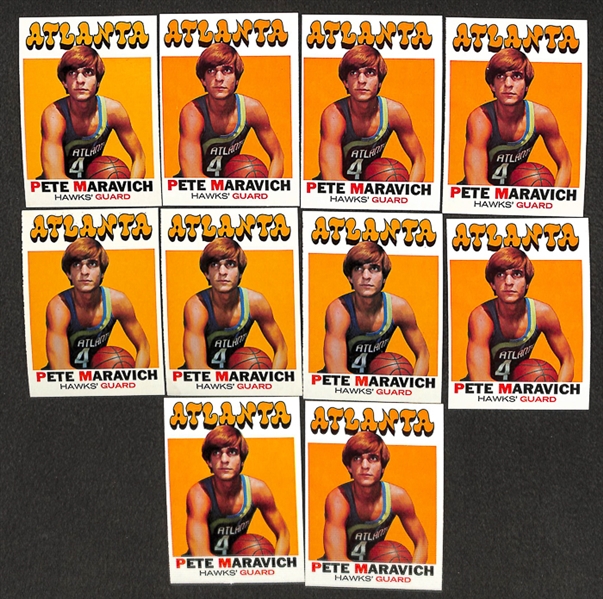 Lot of 2,000 Assorted 1971-1972 Topps Basketball Cards w. Pete Maravich x10