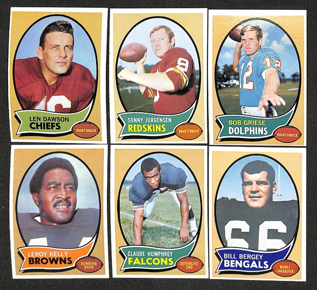 Lot of 1,500+ Assorted 1970 Topps Football Cards w. Len Dawson