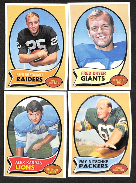 Lot of 1,500+ Assorted 1970 Topps Football Cards w. Len Dawson
