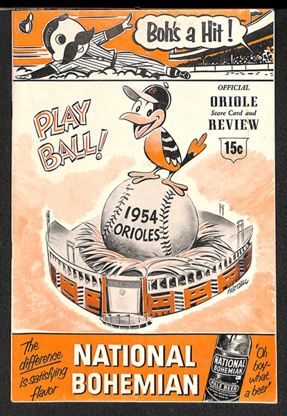 1954 Baltimore Orioles 1st Game Score Card Program