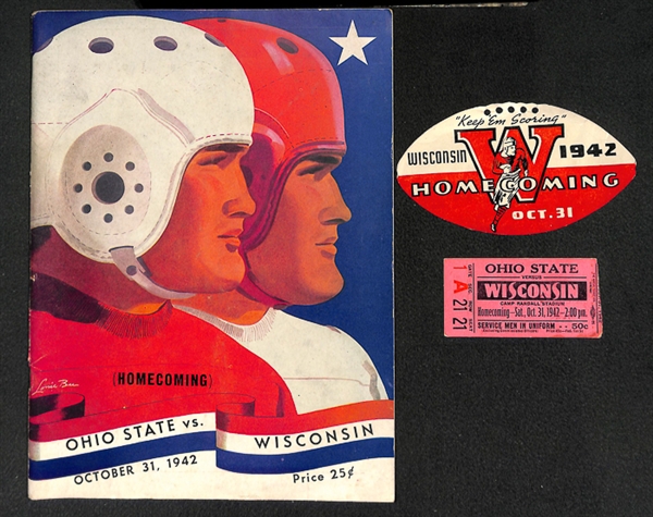 Lot Of 13 Football Programs w. 1942 Ohio State vs. Wisconsin Homecoming Game