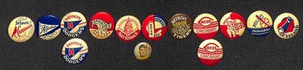 Lot of 30 Sports Pins & Buttons (Primarily Baseball) From 1950-1980