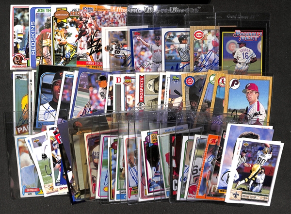 Lot Of 67 Baseball & Football Signed Cards w. Joe Theismann
