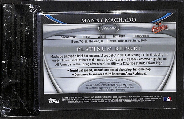 2011 Bowman Platinum Manny Machado Autograph Rookie Card BGS 8.5
