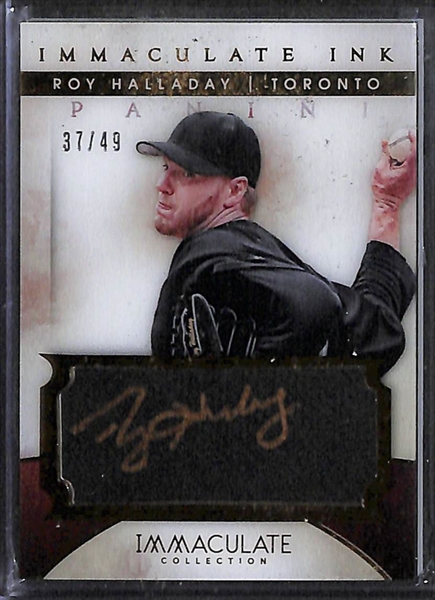 Lot Of 5 Baseball Autograph & Numbered Cards w. Roy Halladay