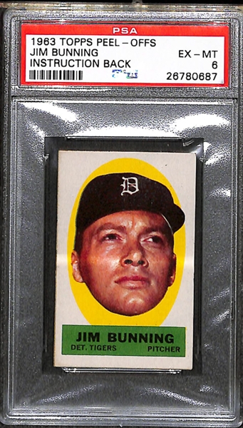 Lot Of 6 Graded Baseball Cards w. 1963 Mantle Peel Off PSA6
