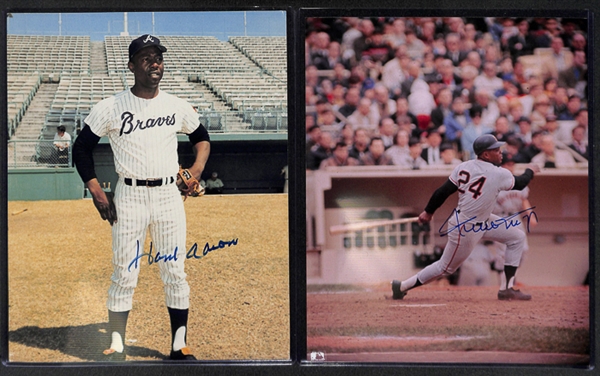 Hank Aaron & Willie Mays Signed 8x 10 Photos - JSA