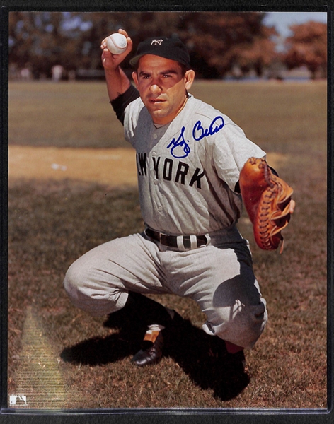 Yogi Berra Signed 8x 10 Photo and 4x 6 Plaque Card