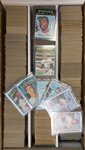 Lot of 1500+ Assorted 1970-1977 Topps Baseball Cards w. 1971 Hank Aaron & 1971 Roberto Clemente