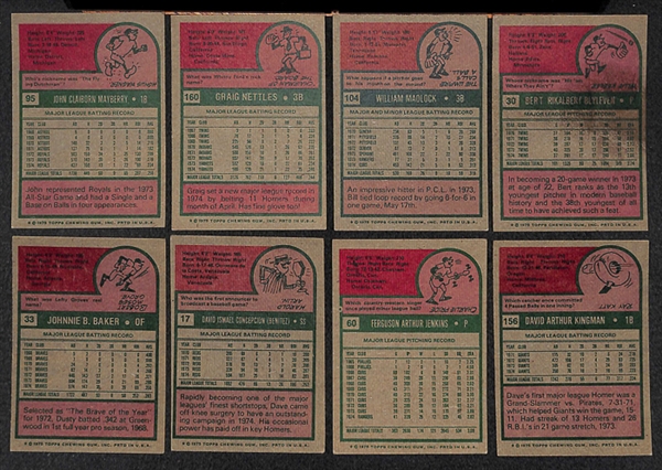 Lot of 1600+ Assorted 1975 Topps Baseball Cards w. Burt Blyleven