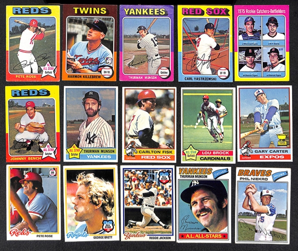 Lot of 2500+ Assorted 1973-1980 Topps Baseball Cards w. 1973 Nolan Ryan & 1974 Pete Rose