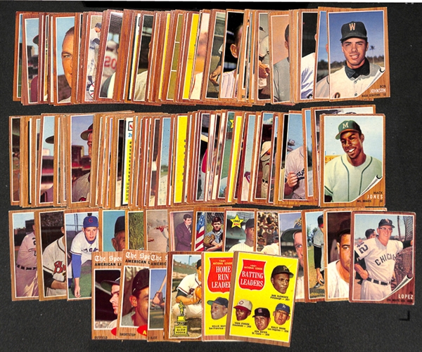 Lot of 177 Different 1962 Topps Baseball Cards w. Stars Including Nellie Fox