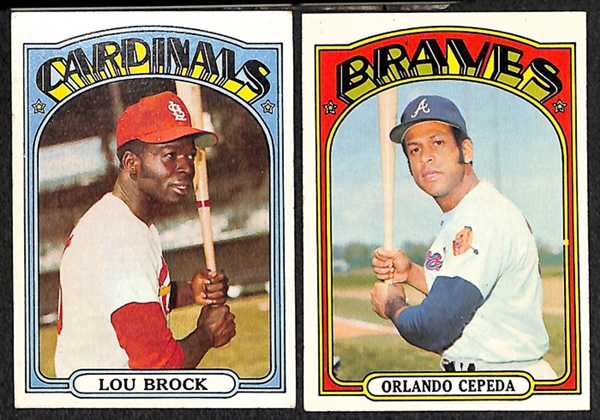 Lot of 395 Different 1972 Topps Baseball Cards w. Stars Including Bob Gibson