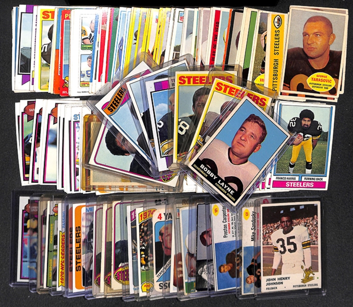 Lot of 176 Different 1960-1979 Steelers Football Cards w. Stars Including Bobby Layne