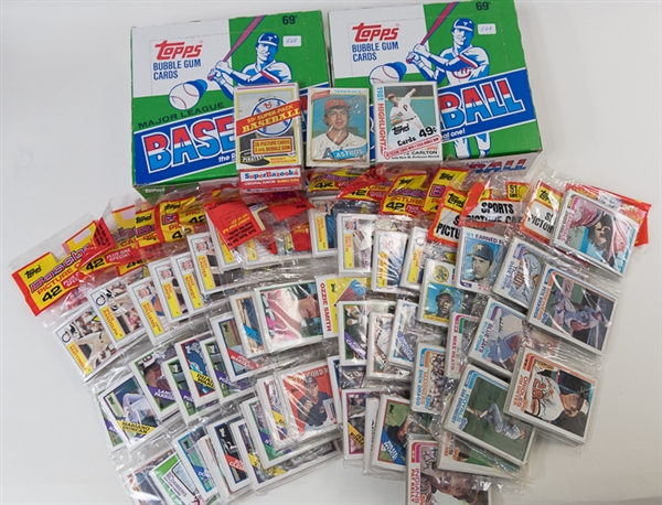 Lot of 2 - 1987 Sealed Topps Cello Baseball Boxes, 13 1988 Sealed Topps Rack Baseball Packs, & 4 - 1982 Sealed Topps Rack Baseball Packs