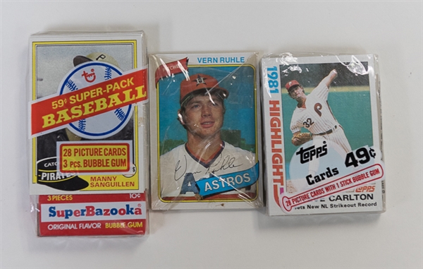 Lot of 2 - 1987 Sealed Topps Cello Baseball Boxes, 13 1988 Sealed Topps Rack Baseball Packs, & 4 - 1982 Sealed Topps Rack Baseball Packs