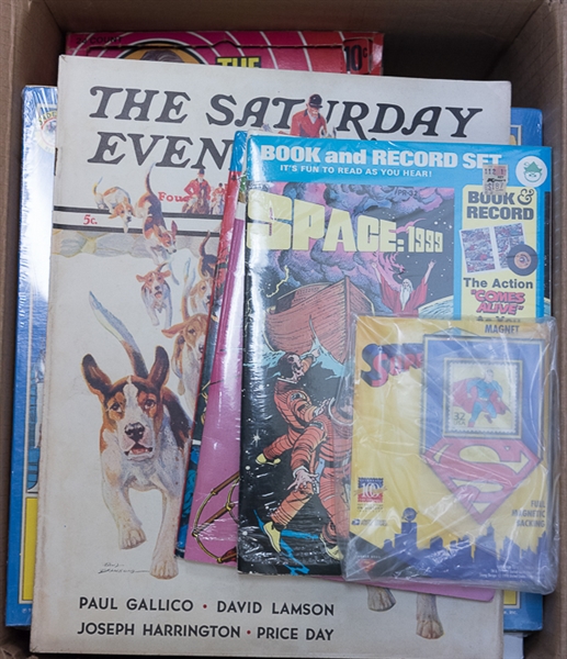 Mixed Non-Sport Box Lot of Cards & Comics from 1970-80s Including Original Boxes