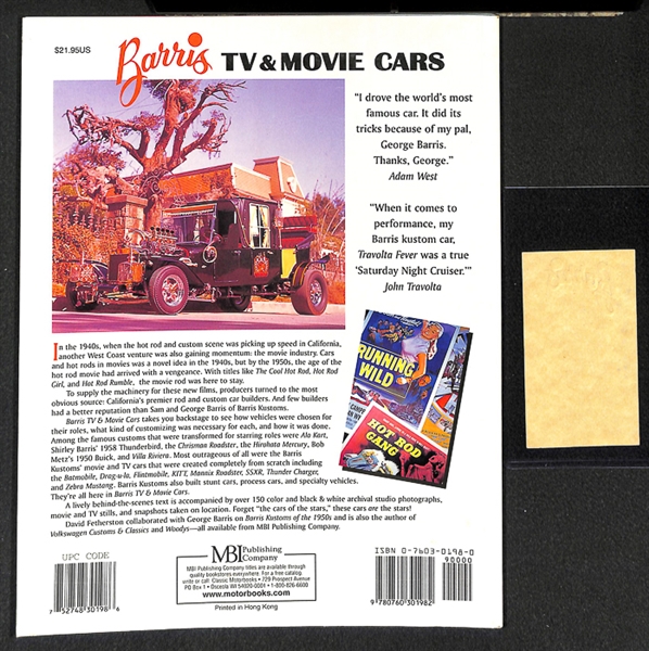George Barris TV & Movie Cars Autographed Book (Personalized) and Signed Business Card