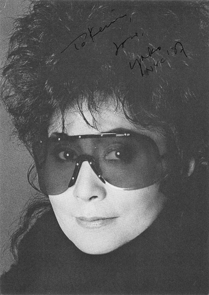 Yoko Ono Signed 4x6 Black & White Headshot Photo - Beckett COA