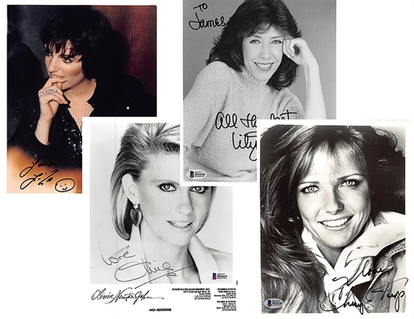 Lot of 4 Celebrity Signed Photos w. Olivia Newton John/Liza Minelli/Cheryl Tiegs/Lily Tomlin