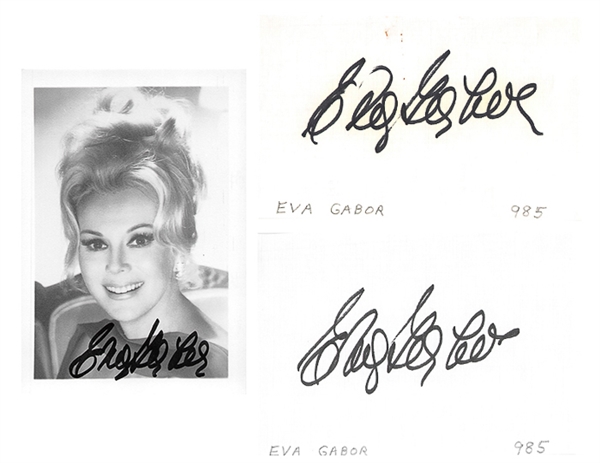 Lot of 3 Eva Gabor Autographs - Beckett COA