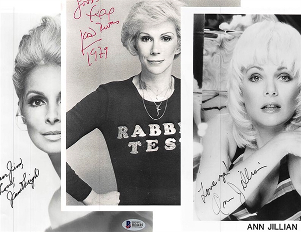 Lot of 3 Celebrity Signed Photos w. Joan Rivers/Janet Leigh/Ann Jillian - Beckett COA