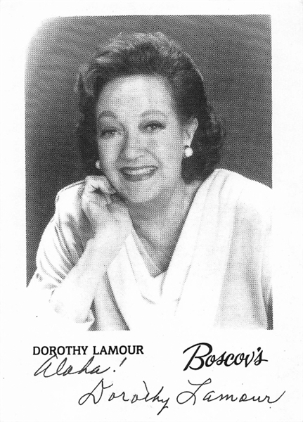 Actress Dorothy Lamour Signed 3x5 Black & White Promotional Card & 1 - 8x10 Photo- Beckett COA