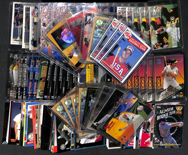 Lot Of 100+ Assorted Mark McGwire Cards w. 1985 Topps Rookies, 1987 Rookies and Many Insert Cards