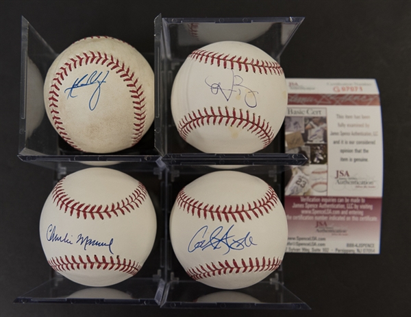 Lot Of 4 Signed Phillies Baseballs (c. 2008-2015) w. Charlie Manuel & Cody Asche