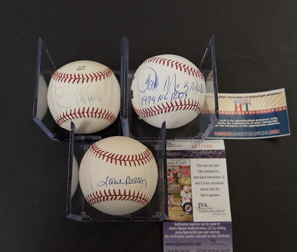 Lot Of 3 Signed Phillies Baseballs (Players from 1980 WS Team) w. Steve Carlton
