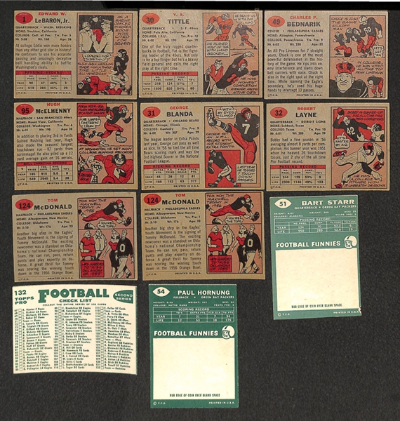 Lot of 40 Topps Football Cards from 1957-1963 w. YA Tittle