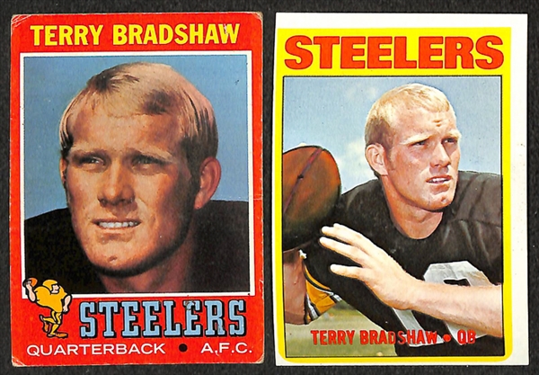 Lot of 15 Topps HOF Football Cards Including 1971 Bradshaw Rookie Card