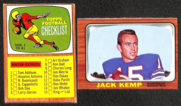 Lot of 6 - 1961 Fleer Football w. Unitas, & 41 - 1966 through 1972 Topps Football Cards w. 1966 Jack Kemp